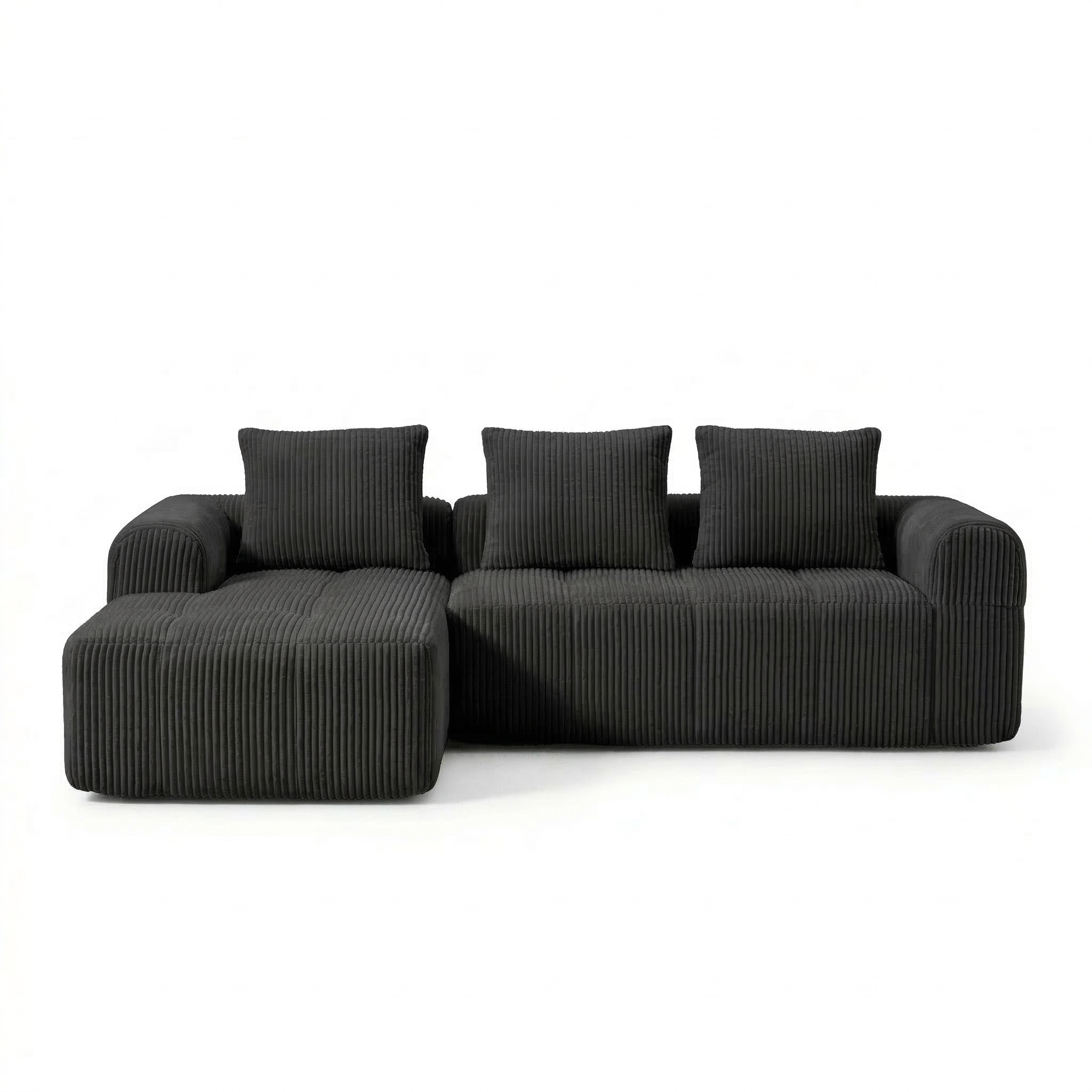 Canape Angle Velours Côtelé Beige