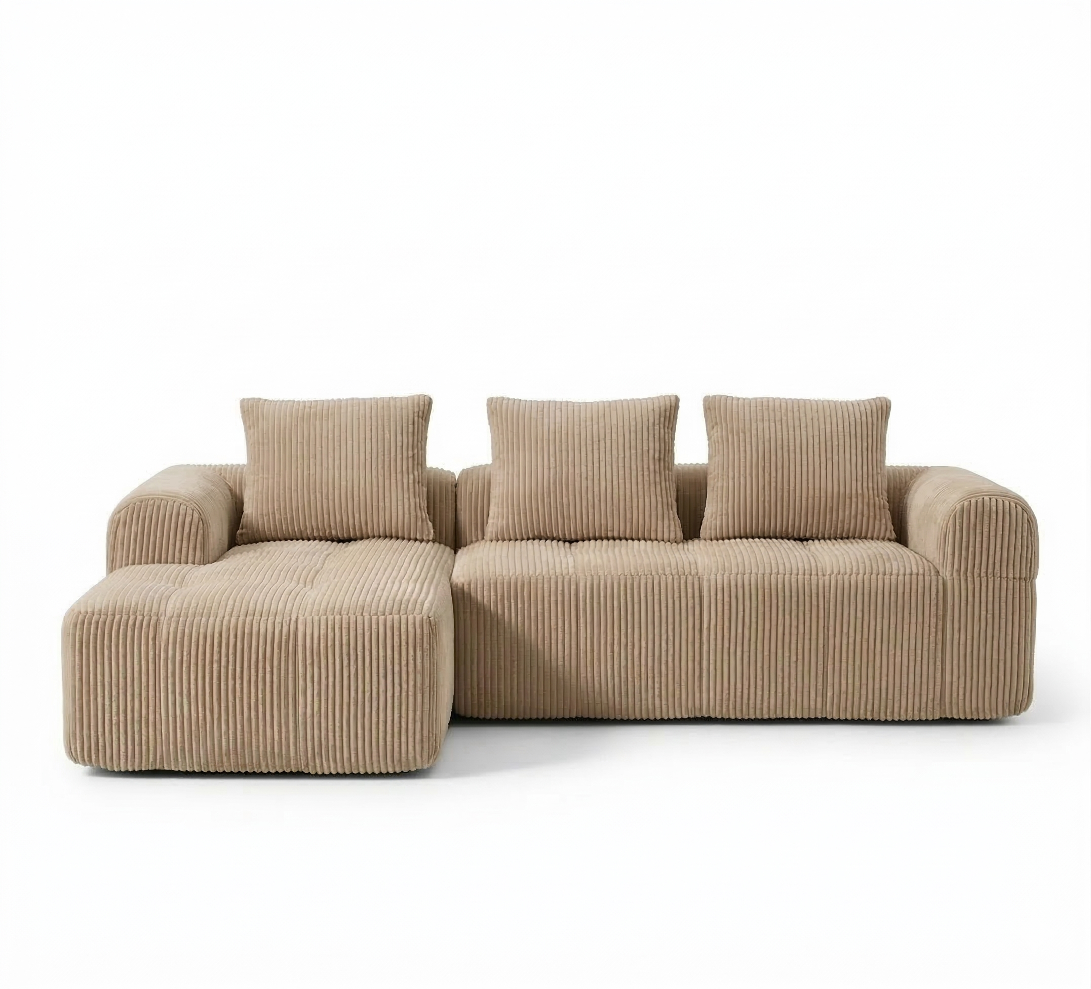 Canape Angle Velours Côtelé Beige