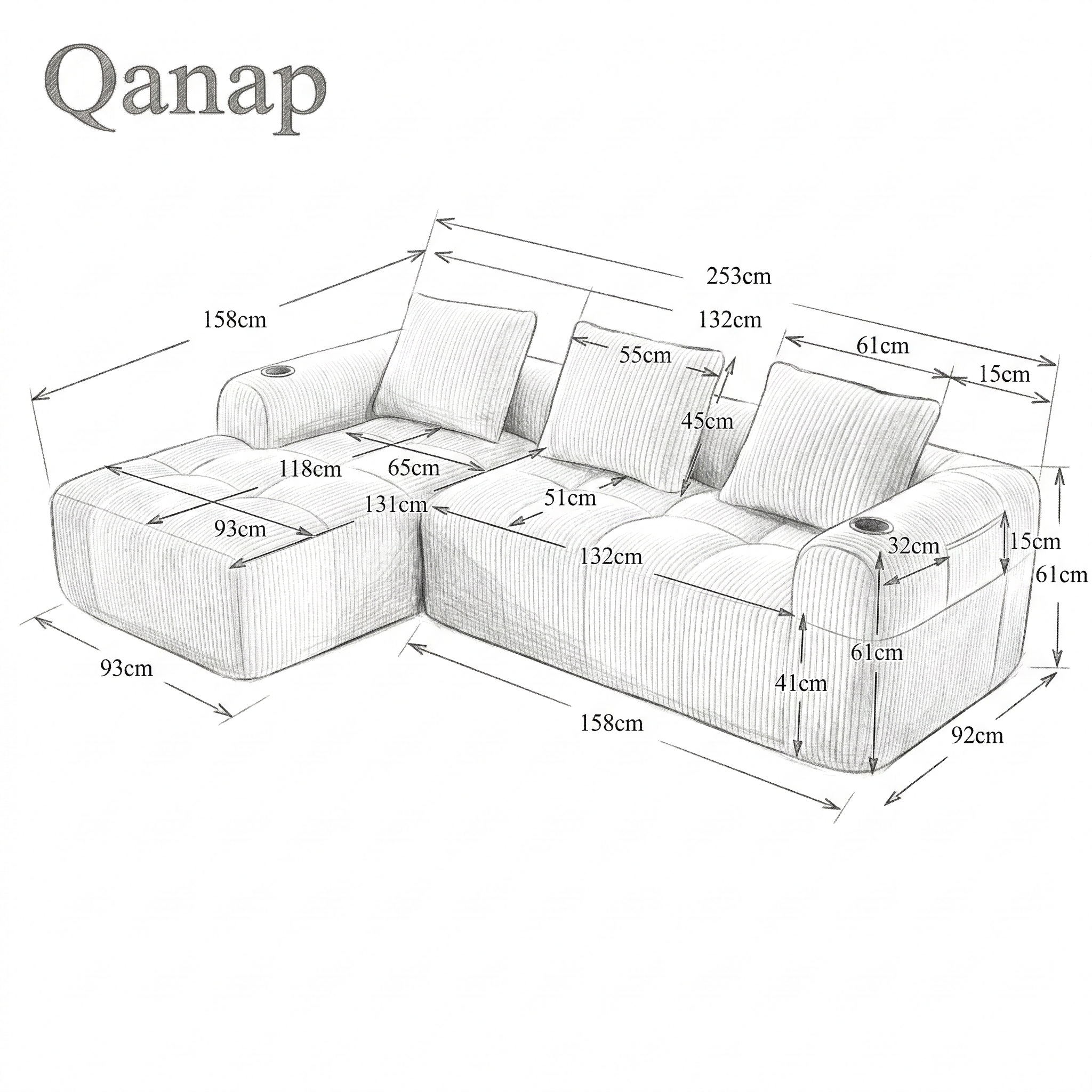 Canape Angle Velours Côtelé Beige